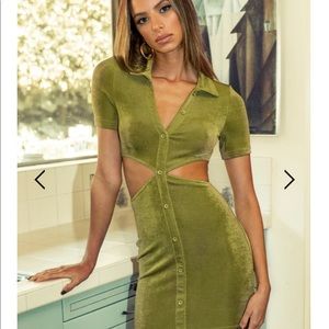 Sexy Green Button Up CutOut Mini Runaway The Label